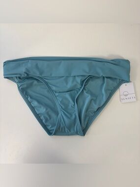 NEW Sunsets Unforgettable Banded Bikini Swim Bottom 27B Ocean (Muted Blue) Solid